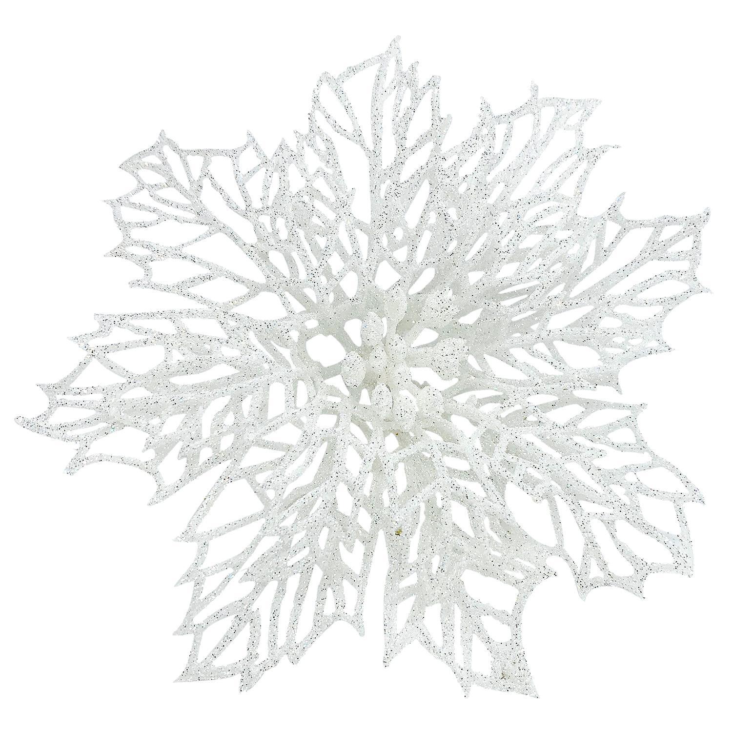 Декор Рождественник белый с блеском 12см