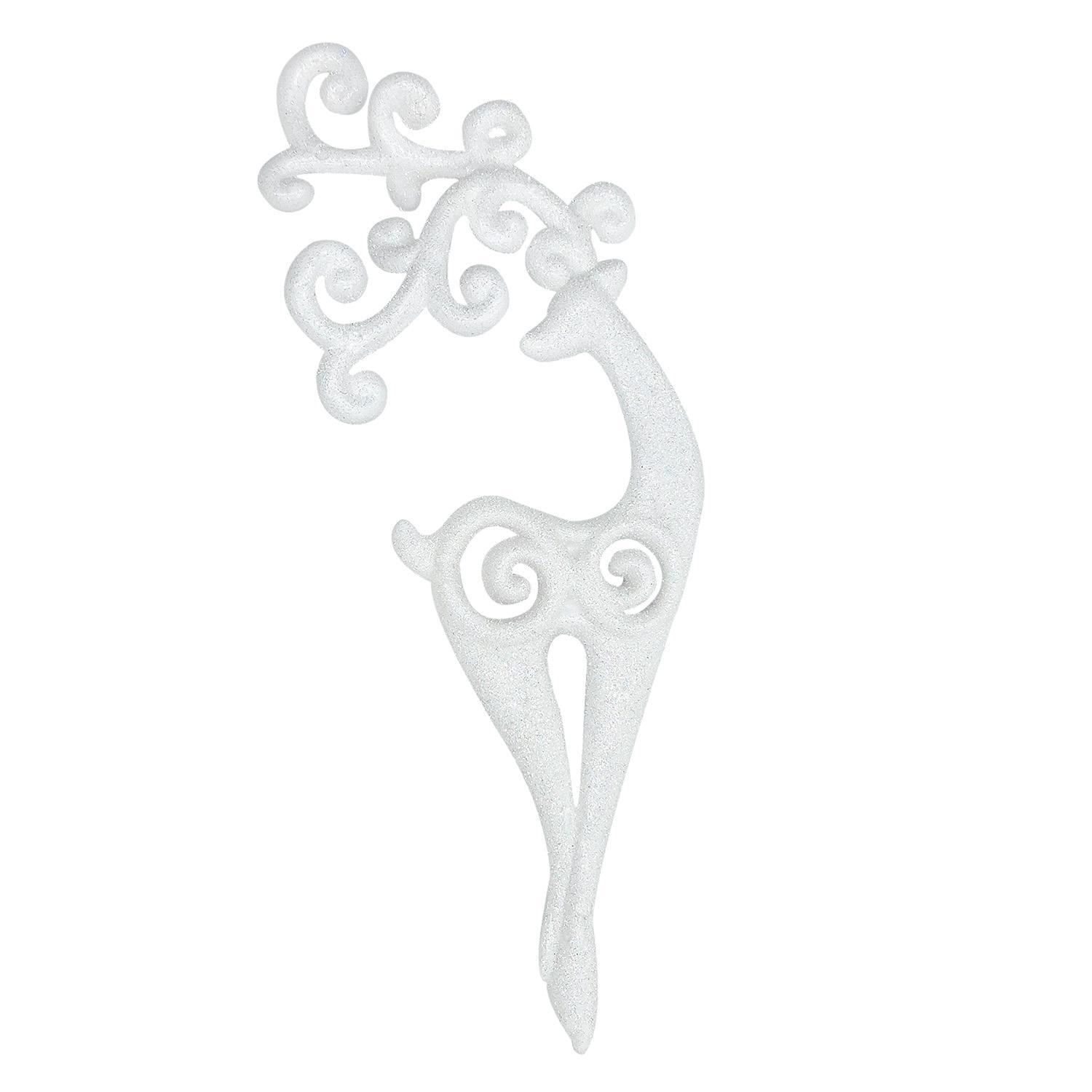 Декор Олень Ренифер белый с блеском 8х18х3см