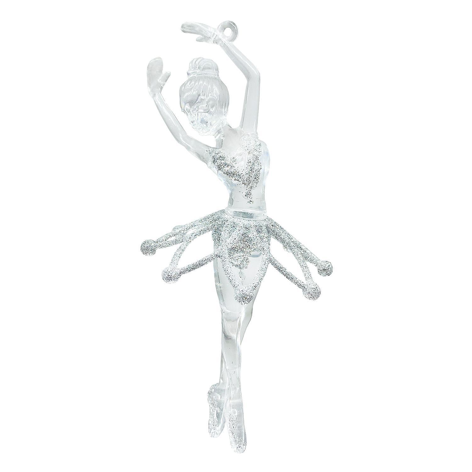 Декор Балерина белая с серебристым блеском 9х12х3см