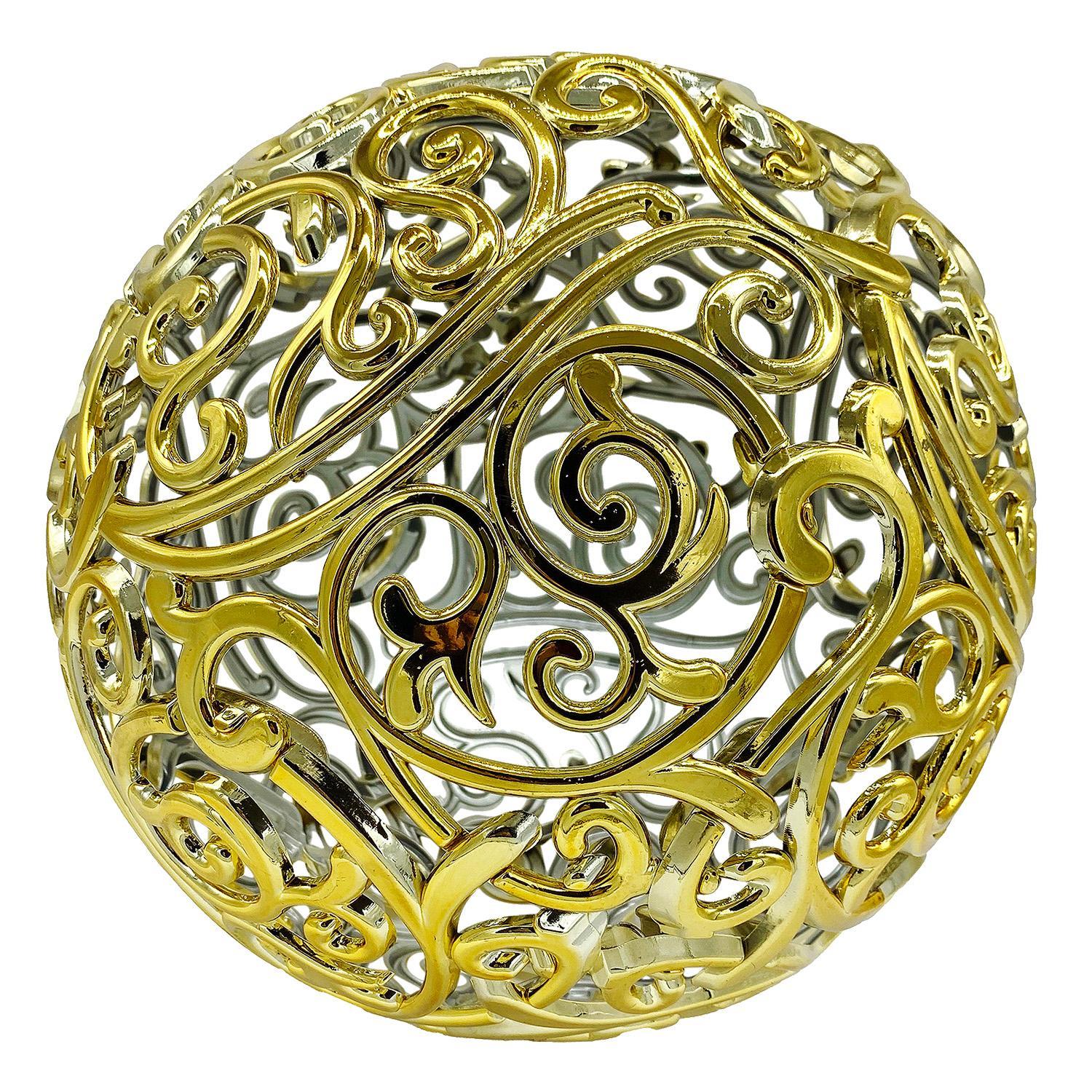 Шар ажурный золотистый глянцевый d20см