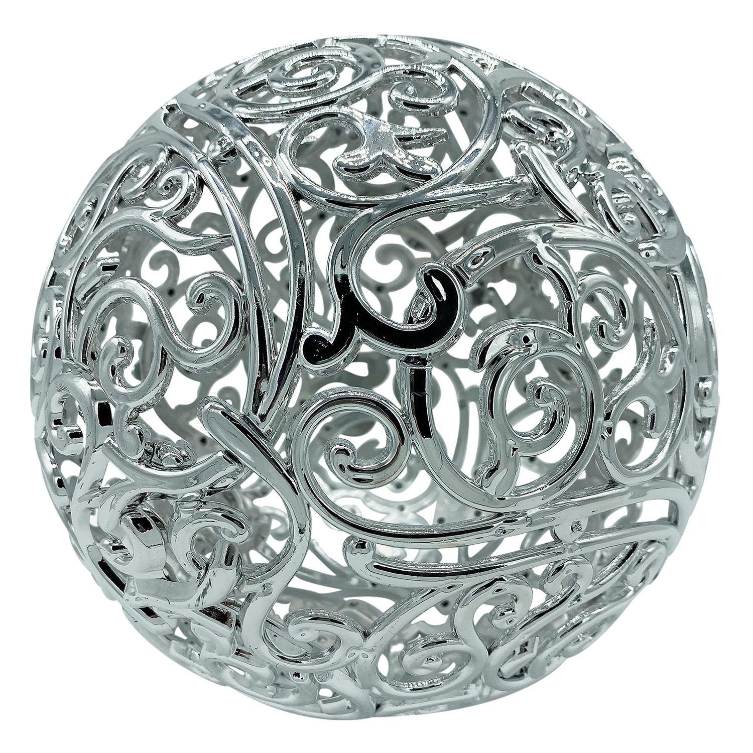 Шар ажурный серебристый с блеском d20см