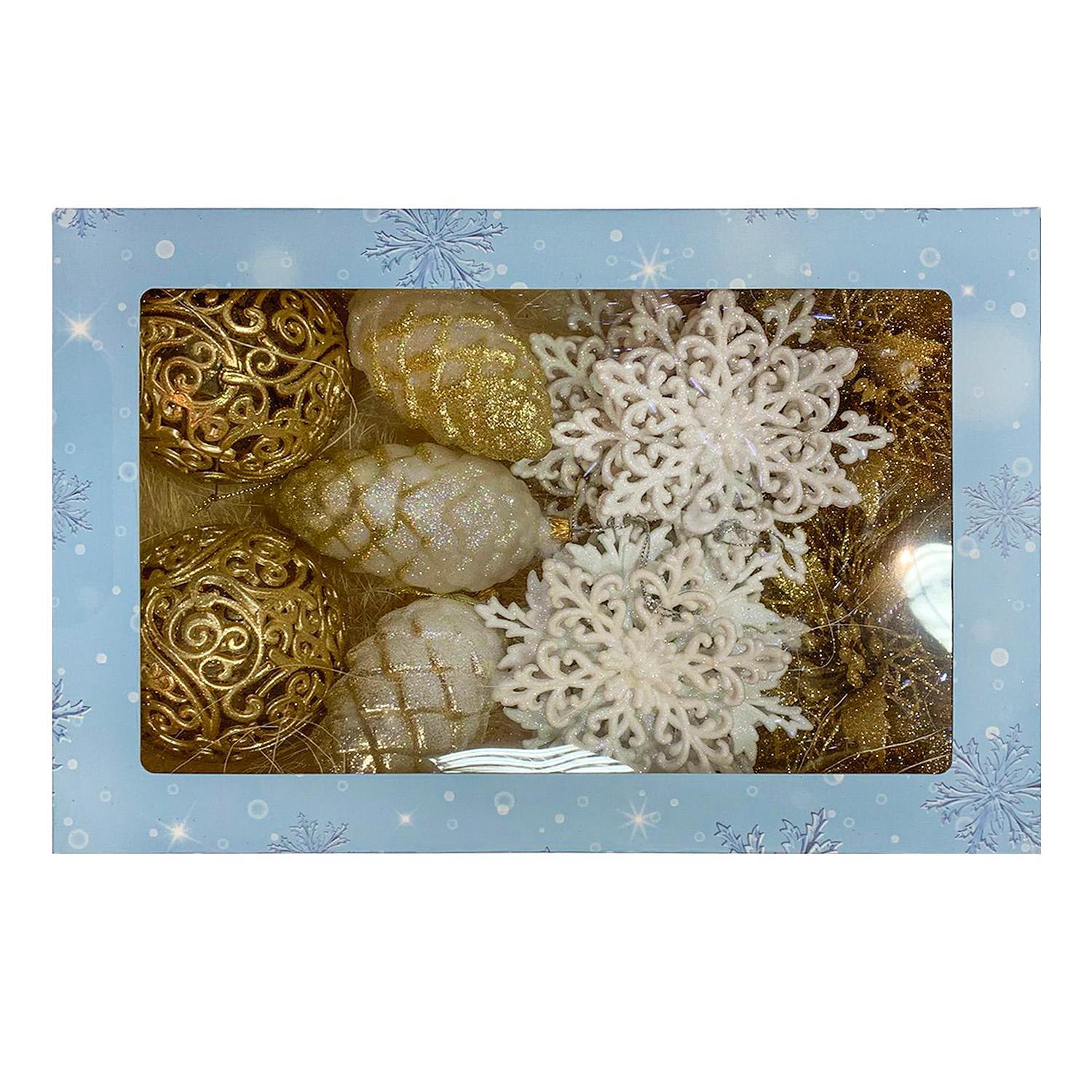 Набор елочных игрушек  золотистые/серебристые 30х20х7см 11 шт/уп