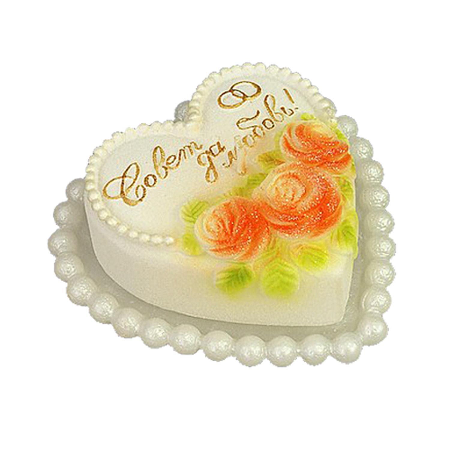 Свеча  Свадебная Совет да любовь d11,5см h5,5см белая