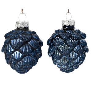 Декор Шишки стекло синие глянцевые/матовые d5x7см 6шт/уп