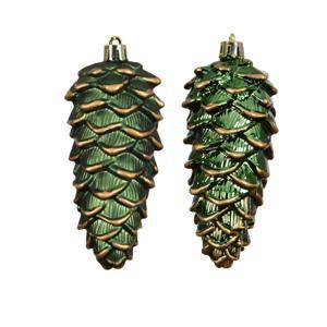 Декор Шишка зеленая глянцевая/матовая 11,5см 2шт/уп