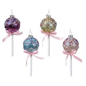 Декор Леденец стекло с посыпкой из бисера d6см 4 в ассорт