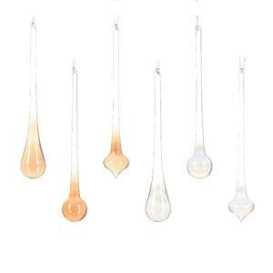 Декор Подвеска Капля стекло прозрачная/янтарная 30см 6 в ассорт