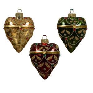 Декор Сердце стекло для подарков 9см 3 в ассорт