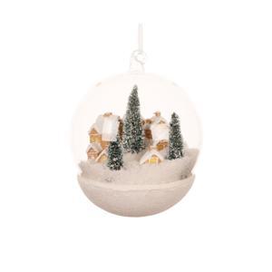 Шар стекло прозрачный с домиками внутри d10см