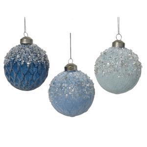 Шар стекло синий/голубой/небесноголубой 8см 3шт/уп 3 в ассорт