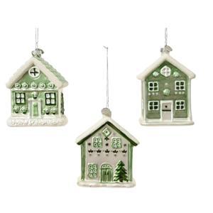 Декор Домик стекло светло-зеленый 10х7,8см 3 в ассорт