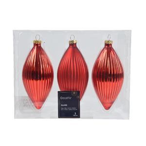 Декор Олива стекло красная матовая 13 см 13х6см 3шт/уп