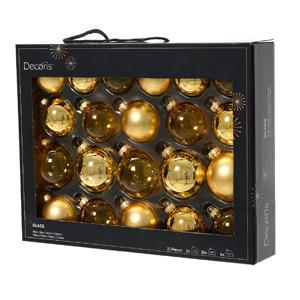 Шар стекло золотистый глянцевый/матовый/прозрачный d5/6/7см 21шт/уп