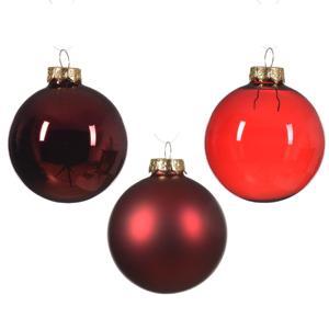 Шар стекло темно-красный глянцевый/матовый/прозрачный d5/6/7см 21шт/уп