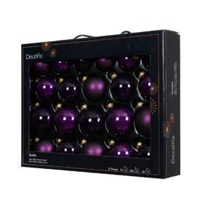 Шар стекло фиолетовый инжир глянцевый/матовый/прозрачный d5/6/7см 21шт/уп