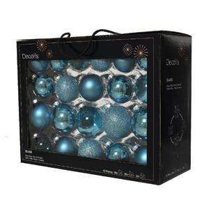 Шар стекло бирюзовый глянцевый/матовый/прозрачный d5/6/7см 42шт/уп