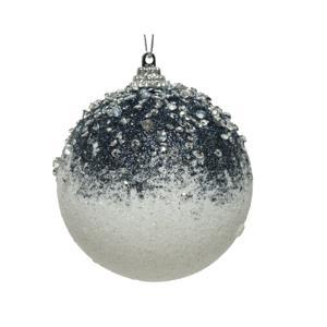 Шар бело-синий градиент с блестками d8см