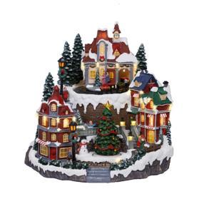 Декорация Деревня рождественская Городок музыкальная динамическая 30х30,5х27см кабель 1,8м 37LED теплобелая IP-20 indoor