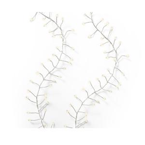 Гирлянда цепочка 2м теплобелая кабель серебристый с эффектом мерцания 8 функций 3 батарейки АА таймер 6/18ч 160 LED MICRO IP-44 indoor/outdoor