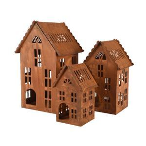 Декорация Домик фонарь 22х19х36см коричневый 3шт/уп