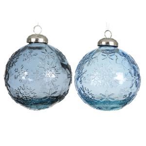 Шар стекло синий/голубой прозрачный со снежинкой d10см 2 в ассорт