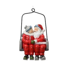 Декор Санта с миссис Клаус на подьемнике 13х7,5х8см