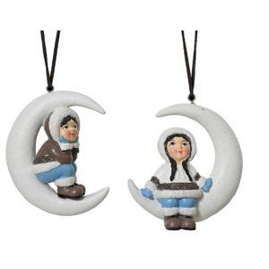 Декор Мальчик/Девочка на месяце 11х10х4см 2 в ассорт