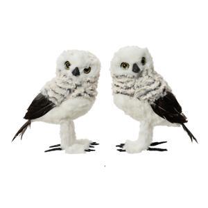 Декор Сова из искусственного меха и гусиных перьев 21см 2 в ассорт