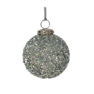 Шар стекло с серебристыми бусинами d12см