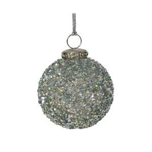 Шар стекло с серебристыми бусинами d10см