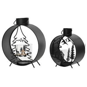 Подсвечник металлический со стаканом для свечи 28х10х24см/ 22х18х10см набор из 2 штук