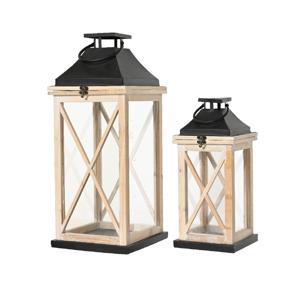 Фонарь деревянный с черной крышкой 25х25х61см 2шт/уп