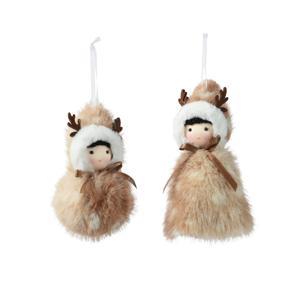 Декор Девочка в коричневой шубке с капюшоном 15см 2 в ассорт