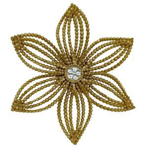 Декор Снежинка Эдельвейс золотистая с блеском d14х2,5см