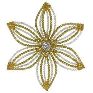 Декор Снежинка Эдельвейс золотисто-прозрачная с блеском d14х2,5см