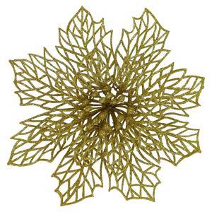 Декор Рождественник золотистый с блеском на клипсе 16см