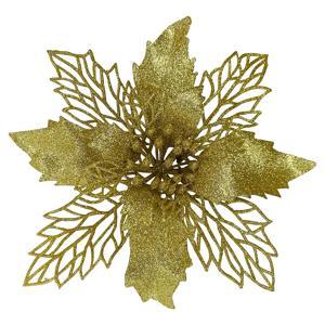 Декор Рождественник золотистый с блеском на клипсе 17см