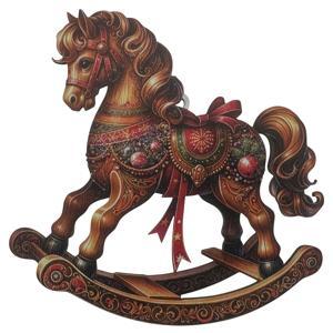 Декор Лошадка-качалка коричневая 10х10х3см