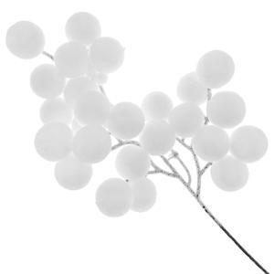 Веточка декоративная 35см с большими белыми шариками