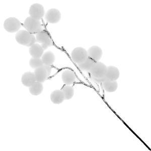 Веточка декоративная 35см с маленькими белыми шариками