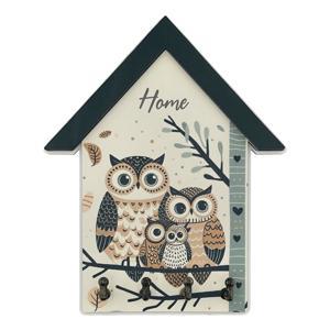 Ключница Совы с 4 крючками 15х28х2,8см