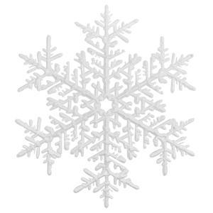Декор Снежинка большая белая с бриллиантовым блеском d20х0,6см