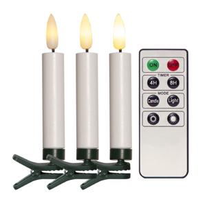 Гирлянда Свечи теплобелая без кабеля d1,5х12,0см белые на батарейках 11хААА 10LED клипсы пульт ДУ 1 батарейка CR2032 indoor