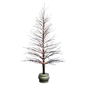 Декорация зимнее дерево коричневое d0,4х1,2м оптоволокно с мерцающими огнями кабель черный 2м LED 345-05 indoor