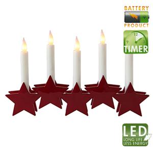 Светильник LED Звезда красная 17х27см на батарейках 3хАА 5LED indoor