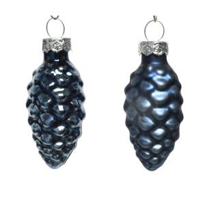 Декор Шишки стекло синие d2,5x6см 12шт/уп