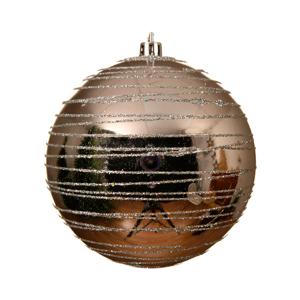 Шар серебристый светлый глянцевый с серебристыми линиями d10см