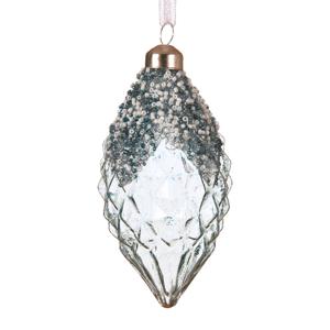 Декор Олива стекло прозрачный d6,5х10,5 с голубым бисером сверху 2шт/уп