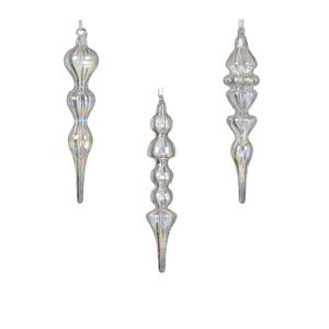 Декор Подвеска Орнамент стекло прозрачная ирис 18см 3 в ассорт