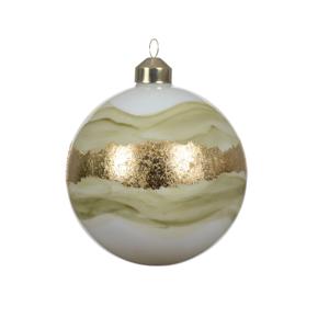 Шар стекло белый с золотистой линией d10см 2шт/уп